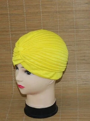 FlexElevate Pleated Yellow Turban Head Wrap