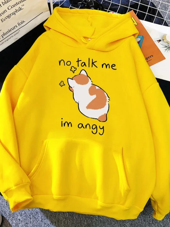 FlexElevate Angry Cat Print Women's Hoodie