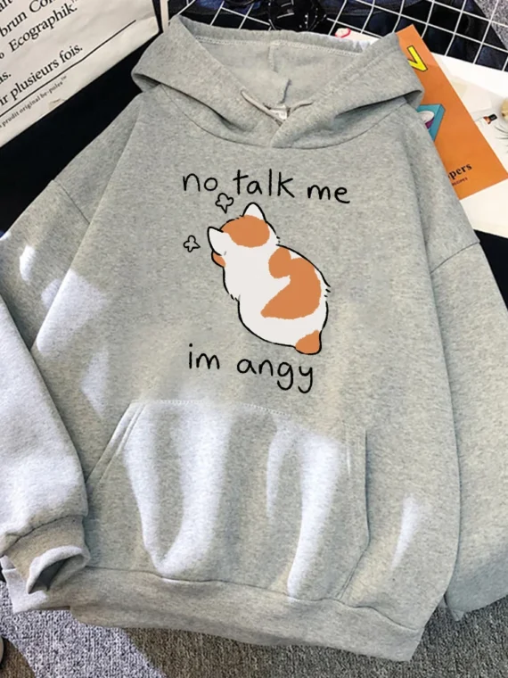FlexElevate Angry Cat Print Women's Hoodie
