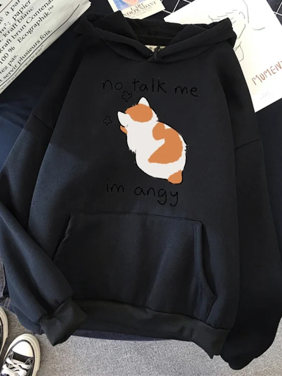 FlexElevate Angry Cat Print Women's Hoodie