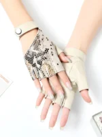 FlexElevate Punk Leather Half Finger Gloves