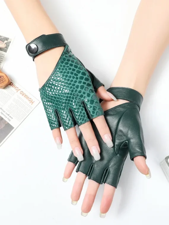 FlexElevate Punk Leather Half Finger Gloves