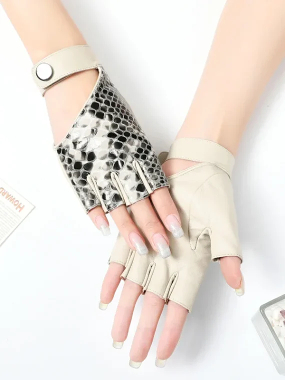 FlexElevate Punk Leather Half Finger Gloves