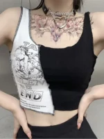 Flexelevate Punk Vibes Patchwork Crop Top