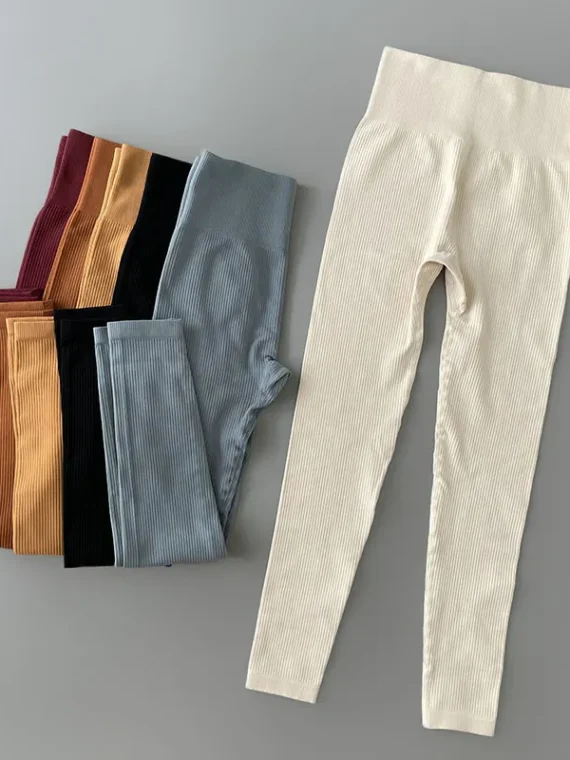 Flexelevate Ribbed High Waisted Yoga Leggings