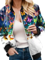 FlexElevate Women's Casual Lightweight Green Zip-Up Jacket