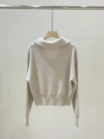 FlexElevate Chain Zipper Polo Collar Cashmere Knit Cardigan