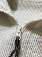 FlexElevate Chain Zipper Polo Collar Cashmere Knit Cardigan