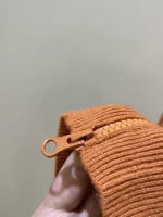 FlexElevate Chain Zipper Polo Collar Cashmere Knit Orange Cardigan