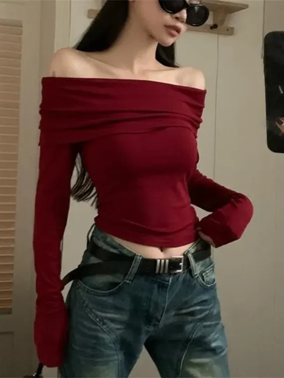 Flexelevate Sexy Off-Shoulder Crop Top
