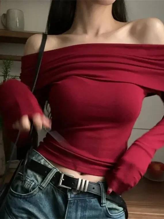 Flexelevate Sexy Off-Shoulder Crop Top