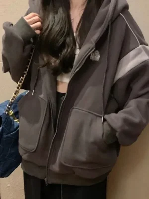 Simple-Embroidered-Letters-Sports-Jacket-For-Women-Spring-Autumn-Hooded-Zipper-Patchwork-Cardigan-Vintage-All-match-1