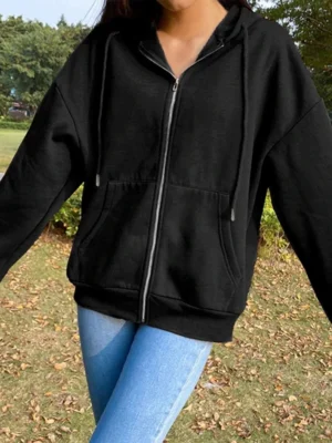 Sweatshirt-Hoodie-Oversize-Hooded-Cardigan-Sweatshirts-Gray-Women-Clothes-Solid-Zip-Up-Hoodies-Autumn-Women-Tops-1