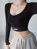 FlexElevate Skinny American Long Sleeve Crop Top