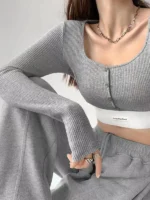 FlexElevate Skinny American Long Sleeve Crop Top
