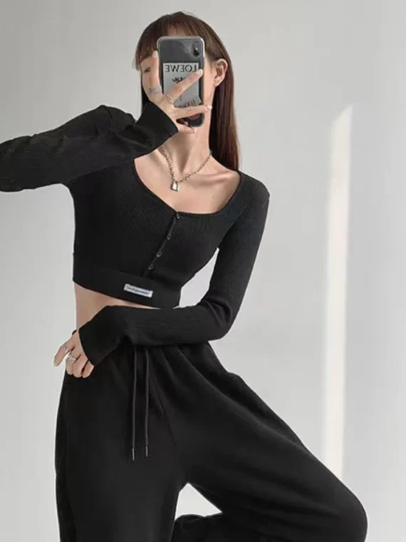 FlexElevate Skinny American Long Sleeve Crop Top