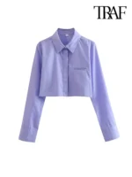 FlexElevate Vintage Cropped Button-Up Shirt