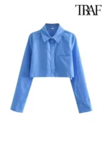 FlexElevate Vintage Cropped Button-Up Shirt