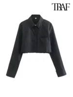 FlexElevate Vintage Cropped Button-Up Shirt