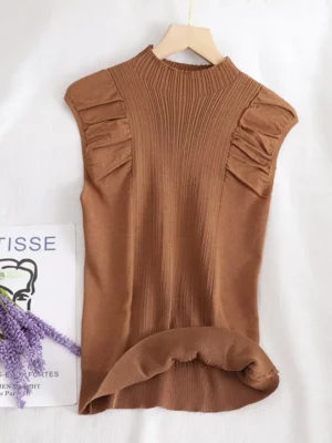 Tank-Tops-Half-High-Collar-Vest-Solid-Casual-Female-Sleeveless-Knitted-Summer-Women-Tops-1