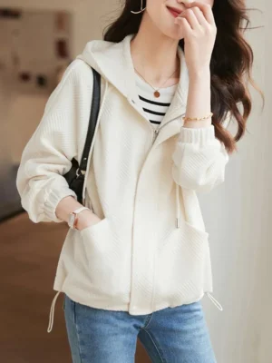 Textured-Sense-Of-Hundred-With-Hooded-Jacket-2024-Women-Spring-New-Casual-Sports-Wind-Loose-Long-1