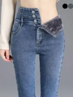 FlexElevate Thermal Winter Thick Fleece High-waist Skinny Jeans