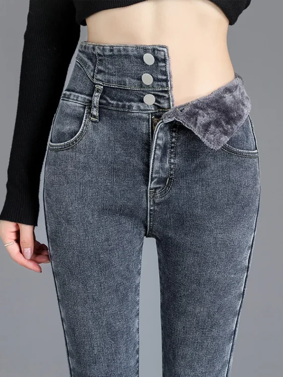 FlexElevate Thermal Winter Thick Fleece High-waist Skinny Jeans