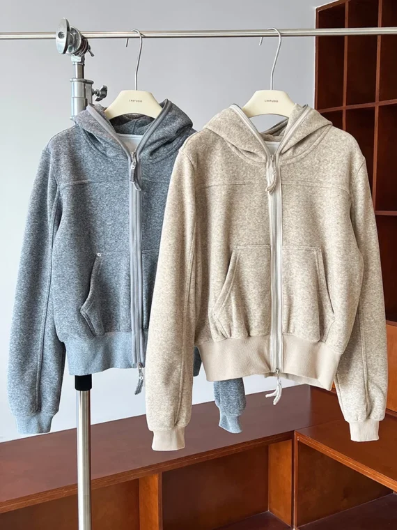 FlexElevate Double-Zip Knitted Hoodie Jacket Cardigan