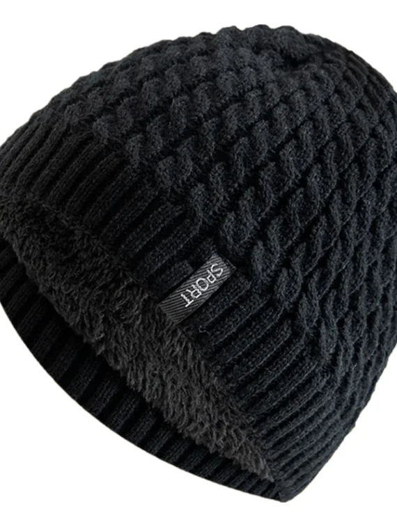 FlexElevate Knitted Winter Beanie Black Hat