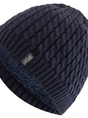FlexElevate Knitted Winter Beanie Navy Hat