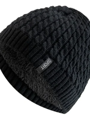 FlexElevate Knitted Winter Beanie Black Hat