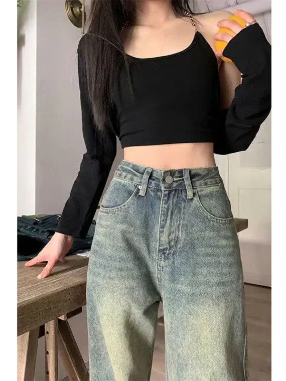 FlexElevate Vintage 90S Baggy Straight Denim Trousers