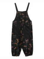 FlexElevate Vintage Print Floral Denim Jumpsuit