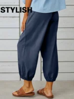 FlexElevate Cotton Linen High Waist Wide Leg Pants