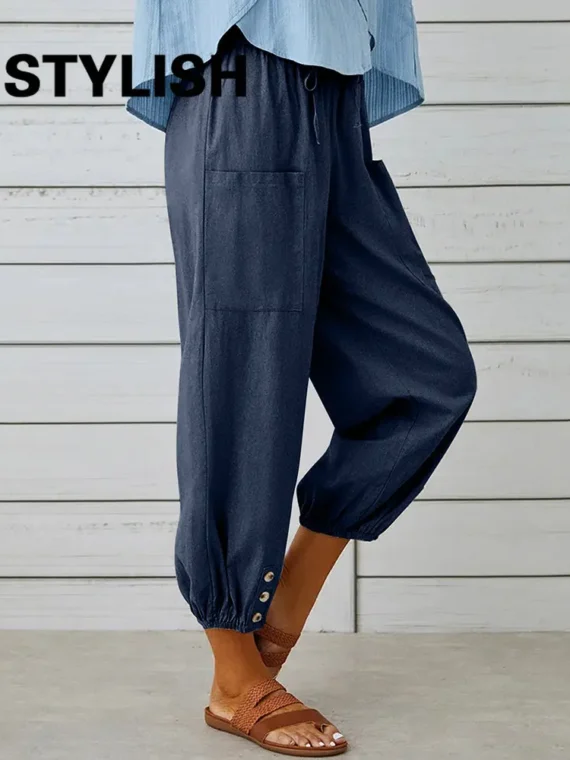 FlexElevate Cotton Linen High Waist Wide Leg Pants
