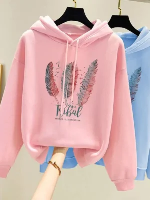 FlexElevate Feather Printed Plus Velvet Hoodie