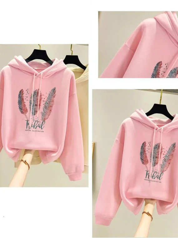 FlexElevate Feather Printed Plus Velvet Hoodie