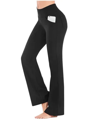 Women-Flared-Wide-leg-Trousers-High-Waist-Casual-Yoga-Pants-Ladies-Loose-stretchy-Pants-With-Pockets-1