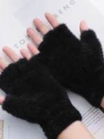 FlexElevate Imitation Mink Cashmere Touch Screen Half Finger Gloves