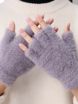 FlexElevate Imitation Mink Cashmere Touch Screen Half Finger Gloves