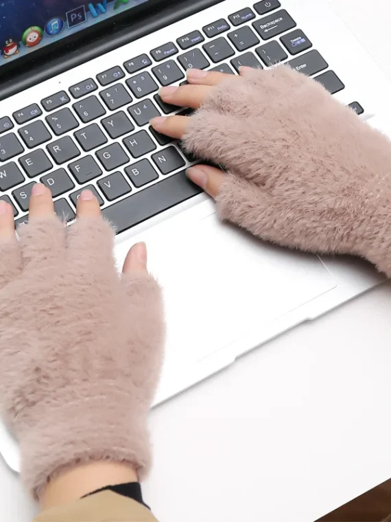 FlexElevate Imitation Mink Cashmere Touch Screen Half Finger Gloves