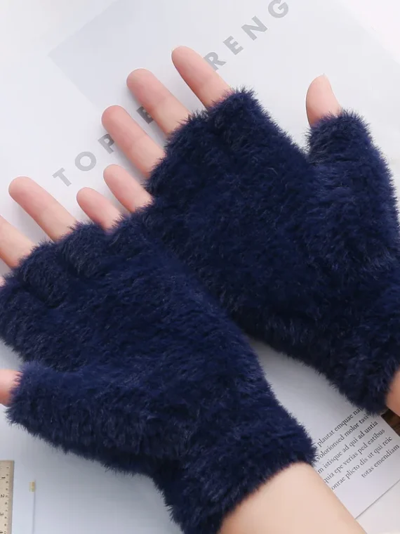 FlexElevate Imitation Mink Cashmere Touch Screen Half Finger Gloves
