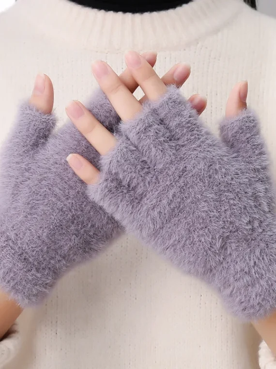 FlexElevate Imitation Mink Cashmere Touch Screen Half Finger Gloves