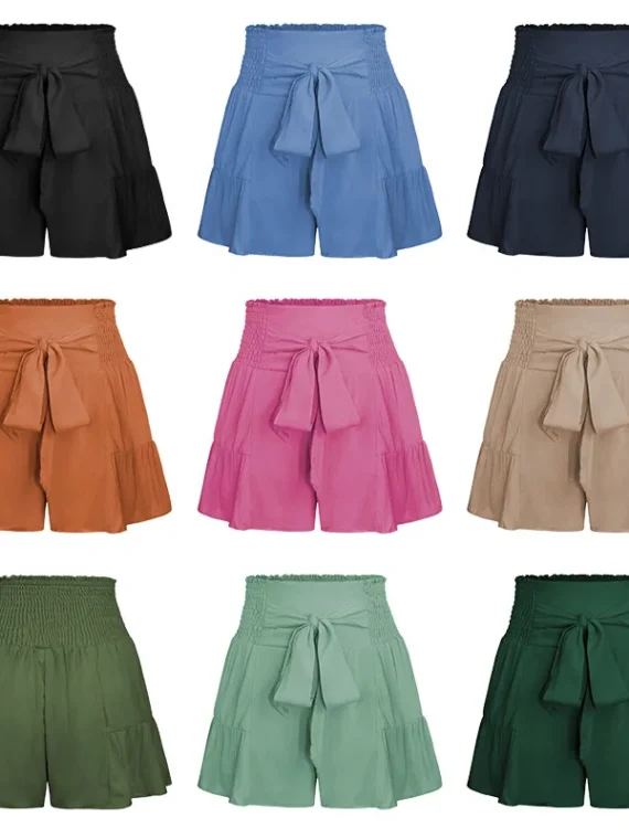 Flexelevate Lace and Ruffle Edges Wide Leg Skirt Shorts