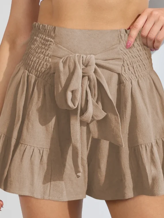 Flexelevate Lace and Ruffle Edges Wide Leg Skirt Shorts