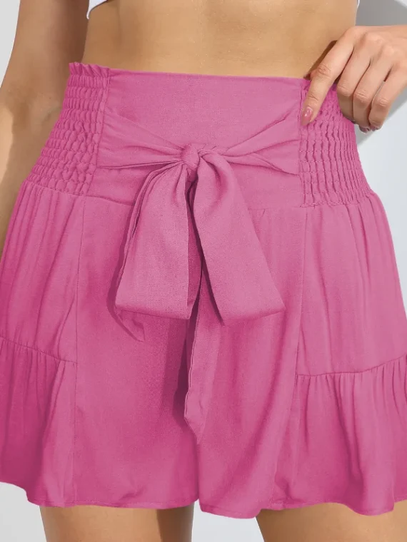 Flexelevate Lace and Ruffle Edges Wide Leg Skirt Shorts