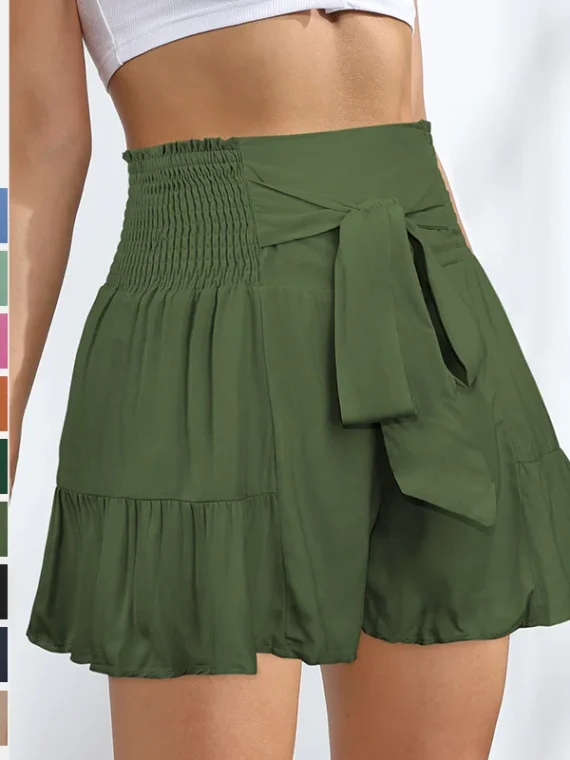 Flexelevate Lace and Ruffle Edges Wide Leg Skirt Shorts