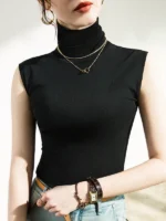 Flexelevate Women's Slim Turtleneck Basic Tank Top