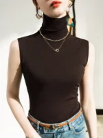 Flexelevate Women's Slim Turtleneck Basic Tank Top