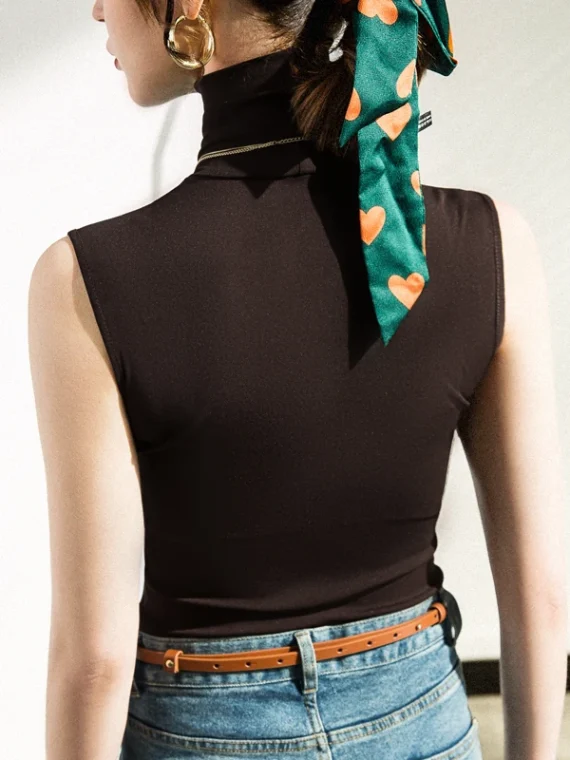 Flexelevate Women's Slim Turtleneck Basic Tank Top